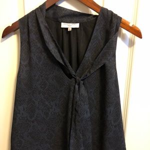 Waverly Grey sleeveless blouse with tie